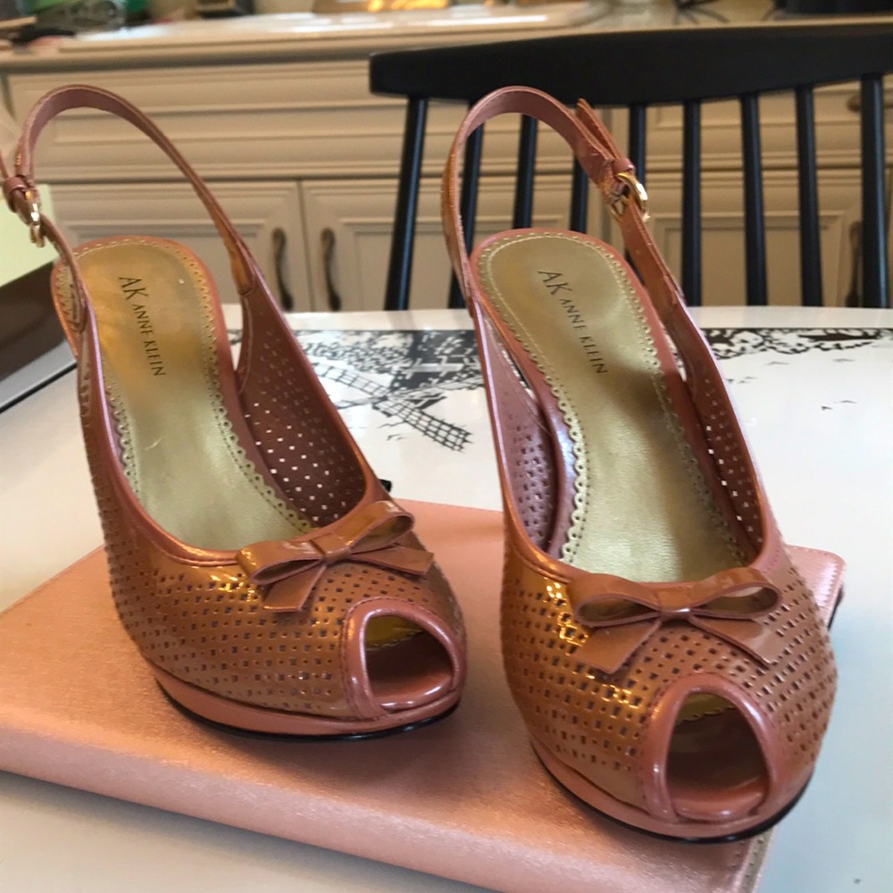 Anne Klein Rose Gold Open Toe Pumps